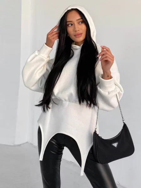 Флисовое худи Jadone Fashion белое