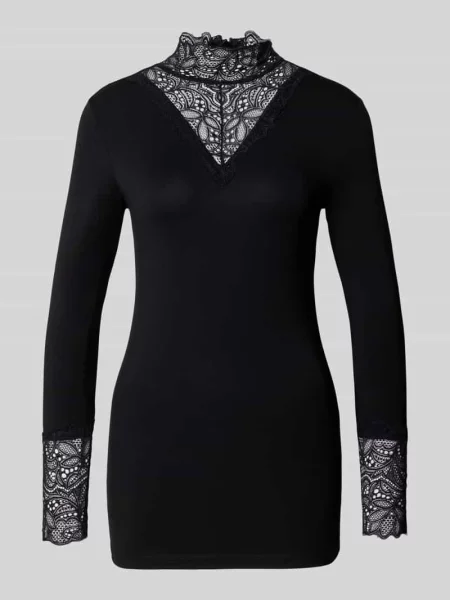 Bluzka z długim rękawem o kroju slim fit z elastycznej mieszanki materiałów Christian Berg Woman czarna