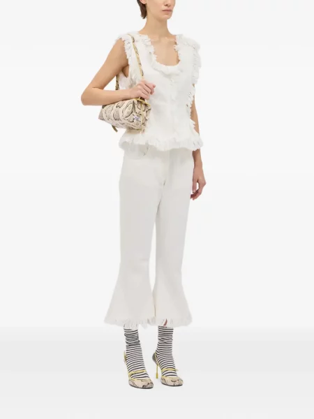Pantaloni Msgm cu franjuri alb