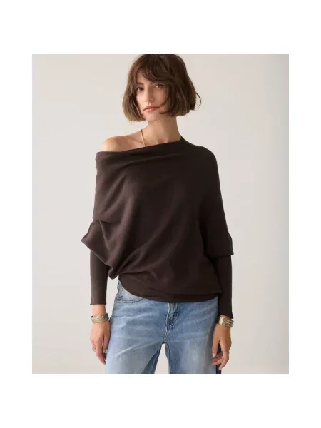 Sweter Summum Woman asymetryczny brązowy