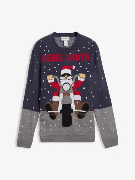 Sweter z bożonarodzeniowym motywem niebieski