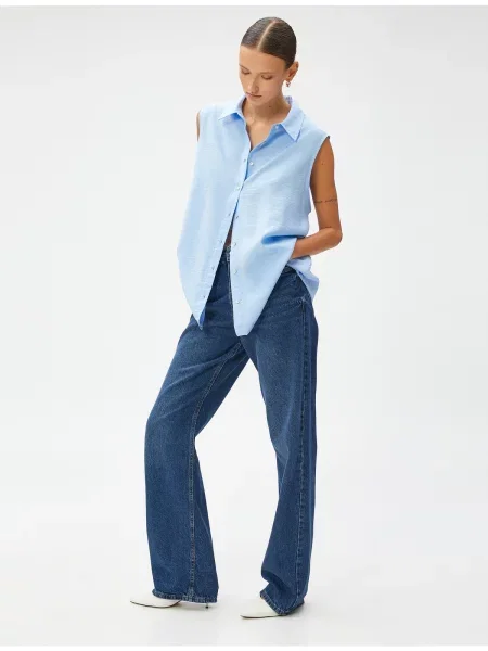 Cămașă Koton fără mâneci albastru