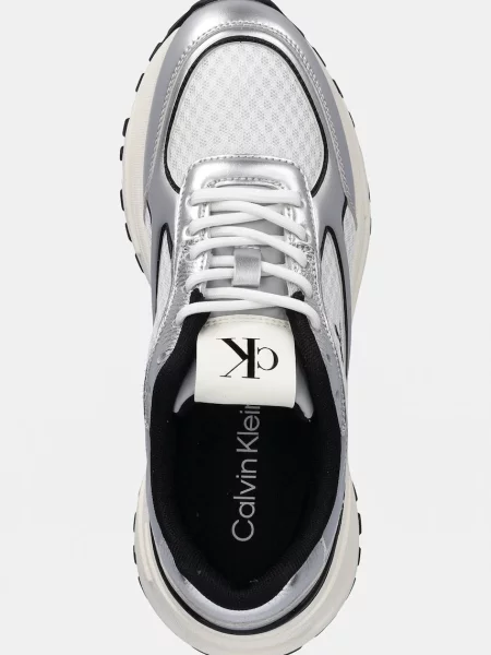 Fűzős hálós rövid farmerek Calvin Klein szürke