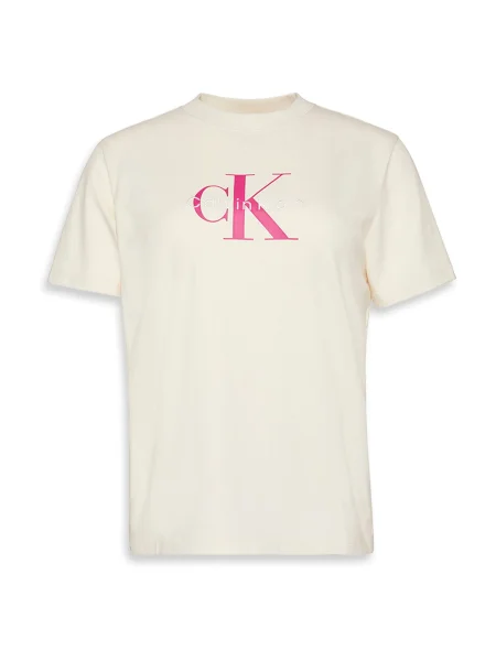 Calvin Klein Jeans Tričko nebielená / tmavoružová / biela béžová