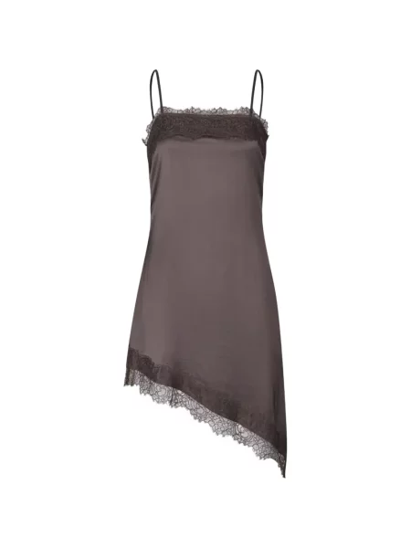 Rochie Samsøe Samsøe asimetrică din dantelă gri