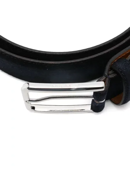 Cu centură curea Santoni din piele de căprioară albastru