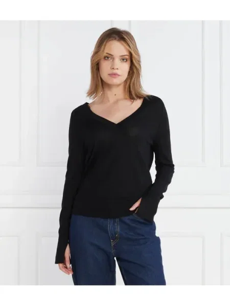 Calvin Klein De lână pulover EXTRA FINE V-NK negru