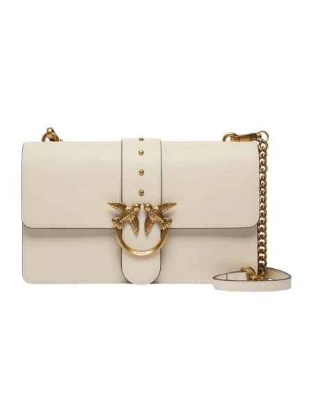 Torebka skórzana Pinko skórzana elegancka biała