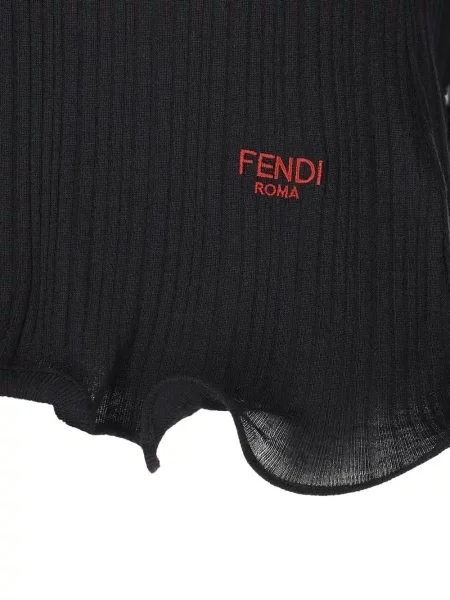 Top Fendi cu decolteu în V negru