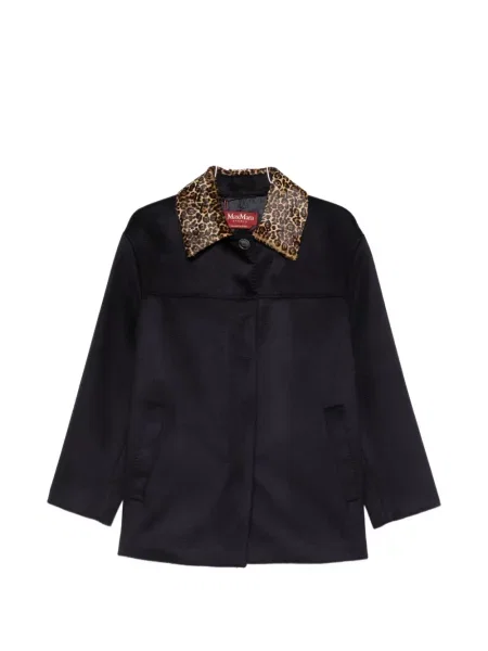Gulerat geacă Max Mara cu imagine cu model leopard albastru