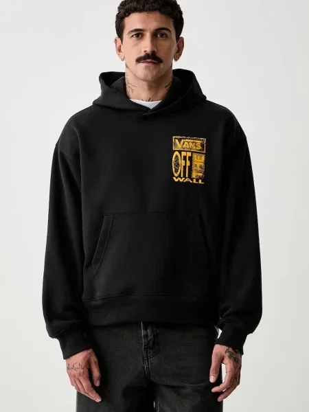 Vans bluza z kapturem z bawełną czarna