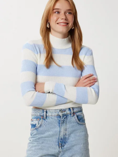 Happiness İstanbul Pulover ecru / deschis albastru