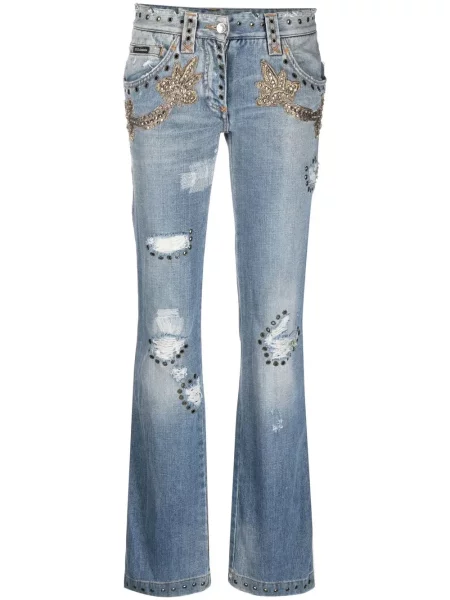 Džíny Dolce & Gabbana Pre-owned s oděrkami modré