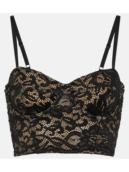 Top Rotate din dantelă negru