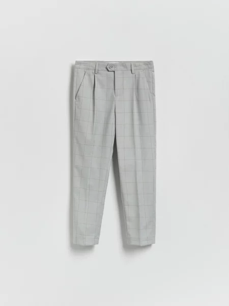 Reserved Pantaloni eleganți ecosez deschis gri
