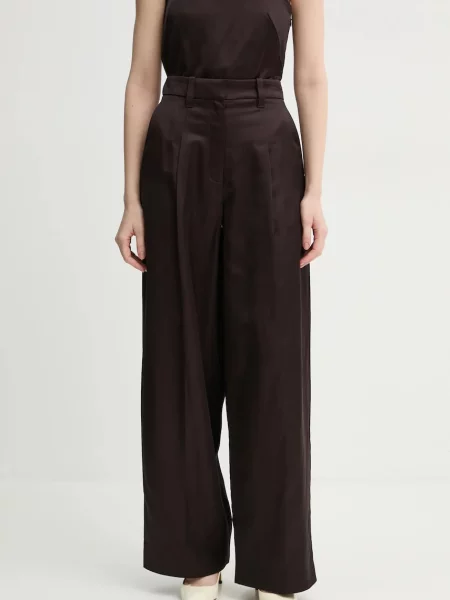 A.L.C. pantaloni femei lat high waist maro