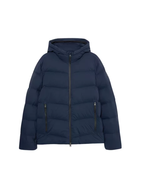 Kurtka puchowa Brooks Brothers z kapturem niebieska