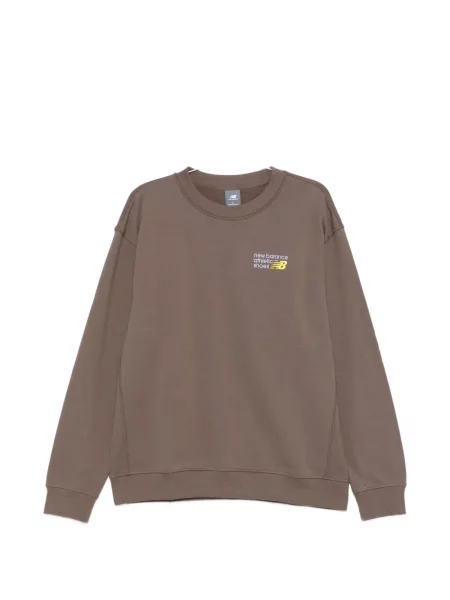 Hanorac crewneck New Balance cu decolteu rotund cu glugă maro