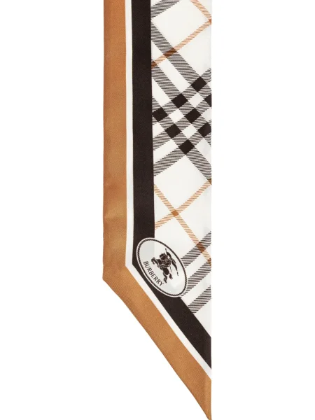 Fular Burberry de mătase în carouri alb