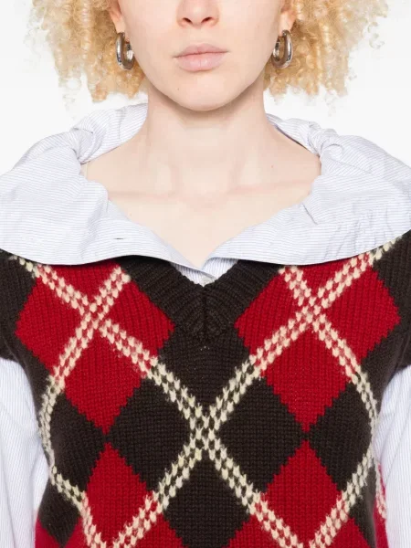 Vestă Guest In Residence cu model argyle maro