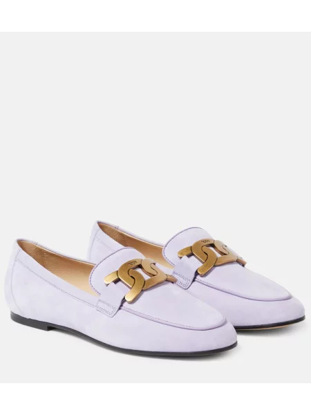 Pantofi loafer Tod's din piele de căprioară violet