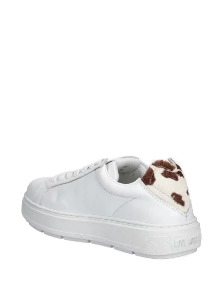 Sneakerși Love Moschino cu șireturi din dantelă alb