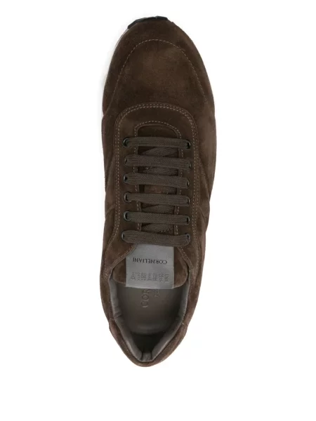 Sneakerși Corneliani cu șireturi din piele de căprioară maro