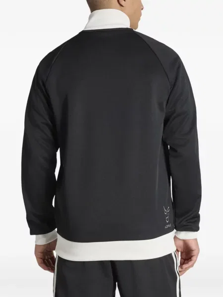 Sznurek ściągający kołnierzykowy podkoszulka Adidas w paski czarna