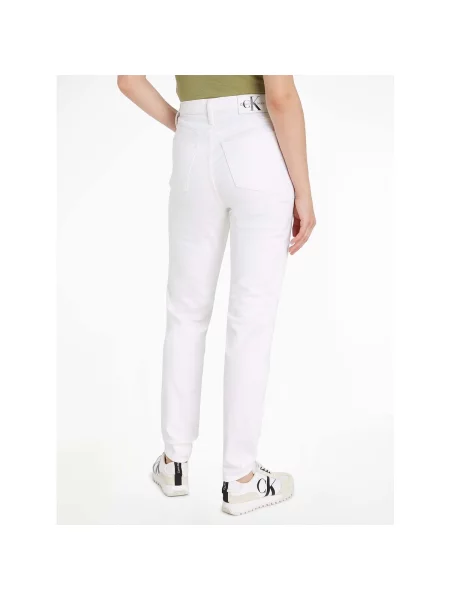Blugi mom fit Calvin Klein Jeans alb
