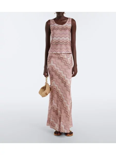Fusta maxi Missoni tricotate roz