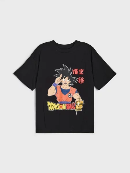 Sinsay oversize tričko s potiskem Dragon Ball černá