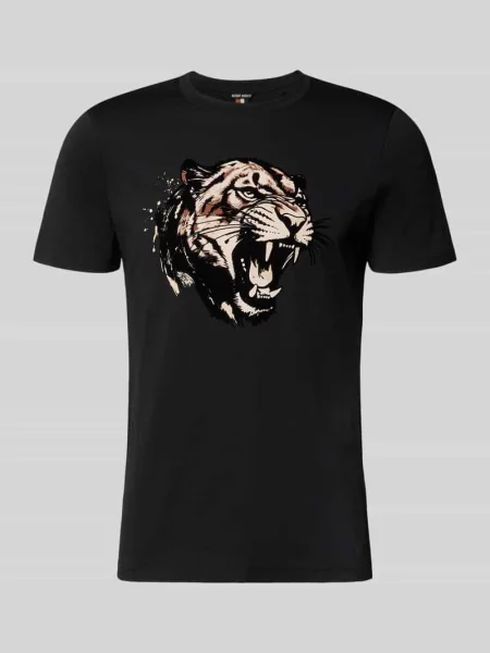 T-shirt z nadrukiem krój regular fit Antony Morato czarna