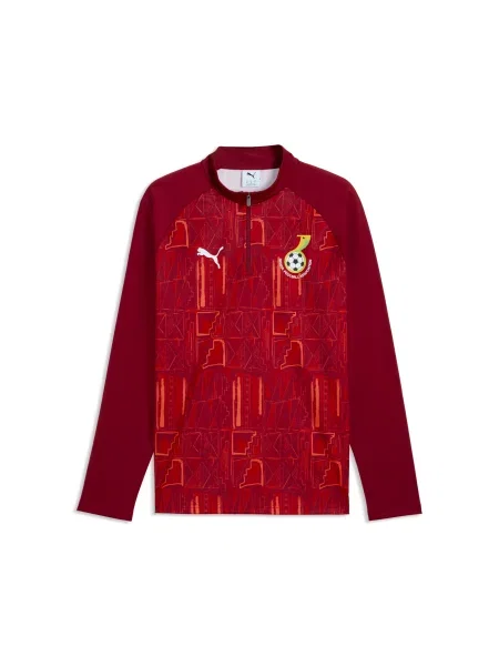 PUMA koszulka na rozgrzewkę Ghany o wąskim kroju z zamkiem Akcesoria S czerwony