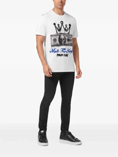 Tricou Philipp Plein din jerseu alb