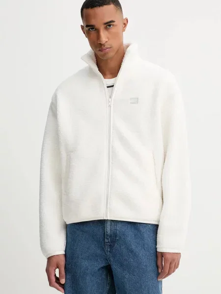 Geacă de blugi Tommy Jeans din fleece alb