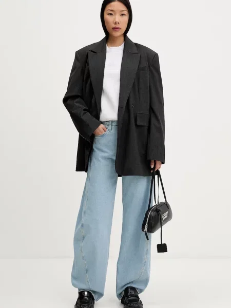 Tommy Jeans pulover z bombažem siva