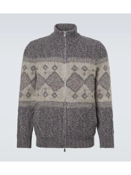 Cardigan Brunello Cucinelli de lână albastru