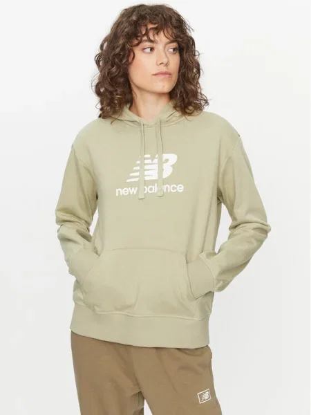 New Balance Суитшърт Essentials Stacked Logo Hoodie зелен
