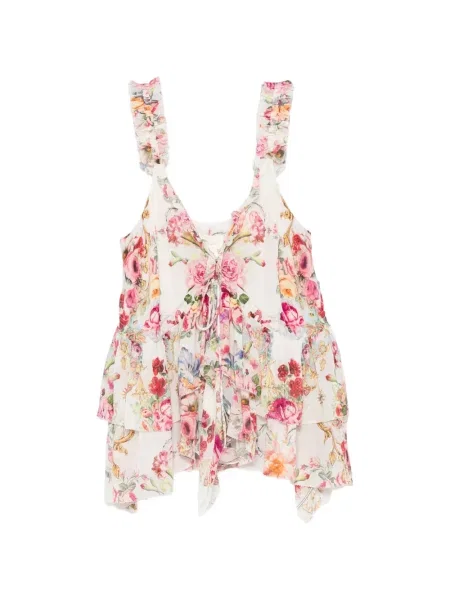 Top Camilla cu model floral cu imagine alb