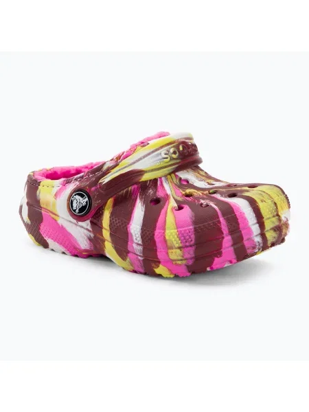 Detské žabky Crocs Classic Lined Marbled Clog electric pink/multi ružová
