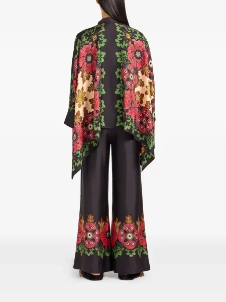 Pantaloni La Doublej cu model floral cu imagine negru