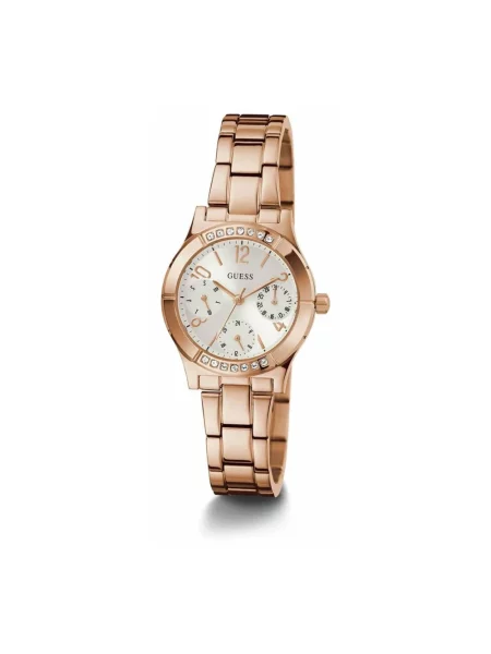 Lniany zegarek Guess różowy