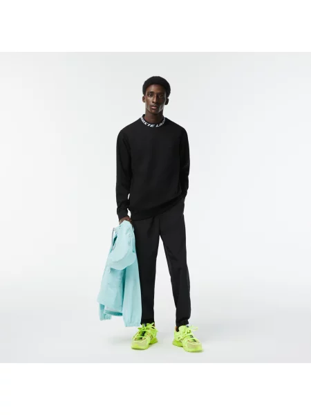 Lacoste Bluza Z Okrągłym Dekoltem Z Nadrukiem Classic Fit czarna