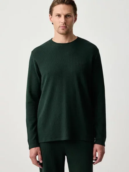 BOSS BLACK Top de pijama Waffle verde