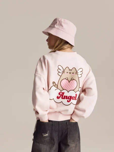 Reserved Mikina s aplikací Pusheen pastelově růžová