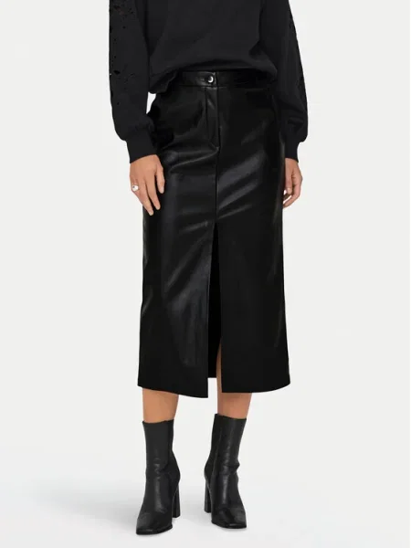 ONLY Fustă din imitație de piele Heidi negru