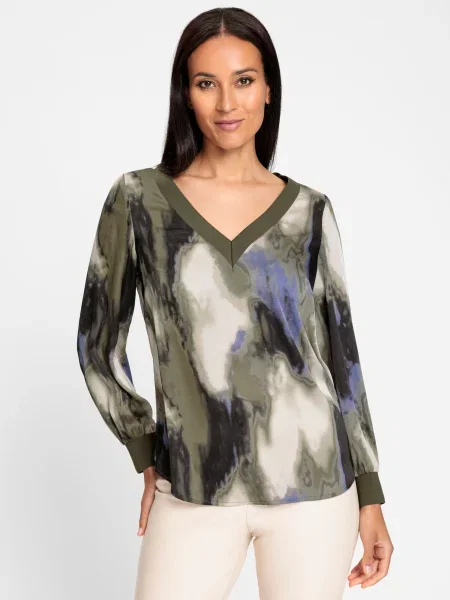 Heine Bluză crem kaki albastru