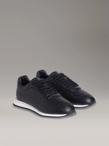 Calvin Klein Sneakersy Runner Lace Up Mono Pu Čierna biela