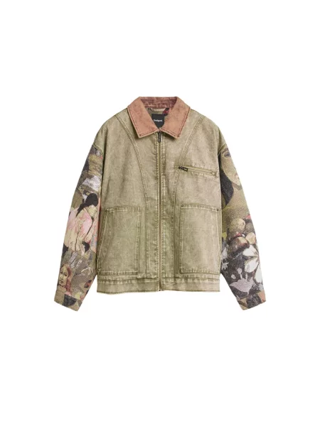 Desigual Geacă de primăvară-toamnă maro cămilă / verde mentă / roșu negru