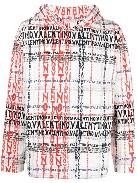 Hanorac cu glugă Valentino Garavani cu imagine alb